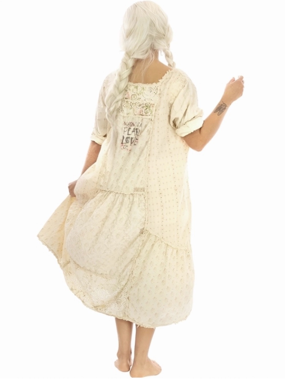 Magnolia Pearl Helenia Cream Floral Lace-Trim Maxi Dress